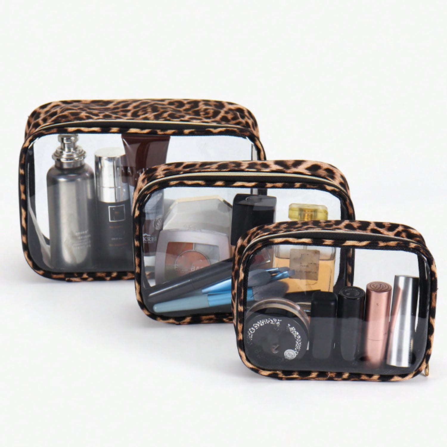 Toiletry Bag Tsa - 1pc/3pcs Leopard Print Transparent Makeup Bag,