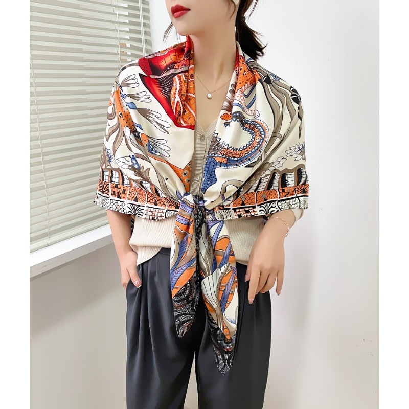 Travel Accessories To Gift - Women's 130cm Elephant Silk Scarf Forest