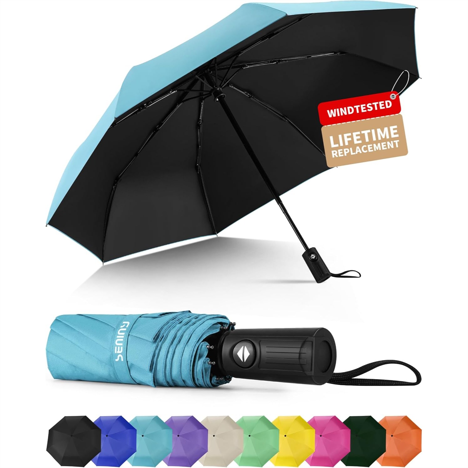 Travel Umbrella Compact - Windproof Travel Umbrella, Automatic Rain Umbrella