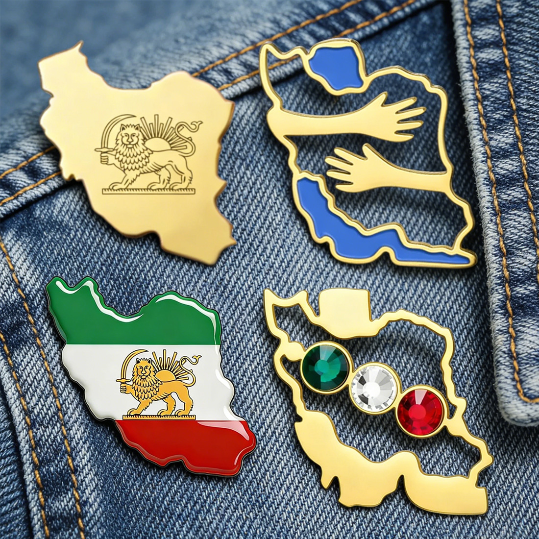 Travel Accessories To Gift - Dawapara Iran Map Shape Brooch Pins