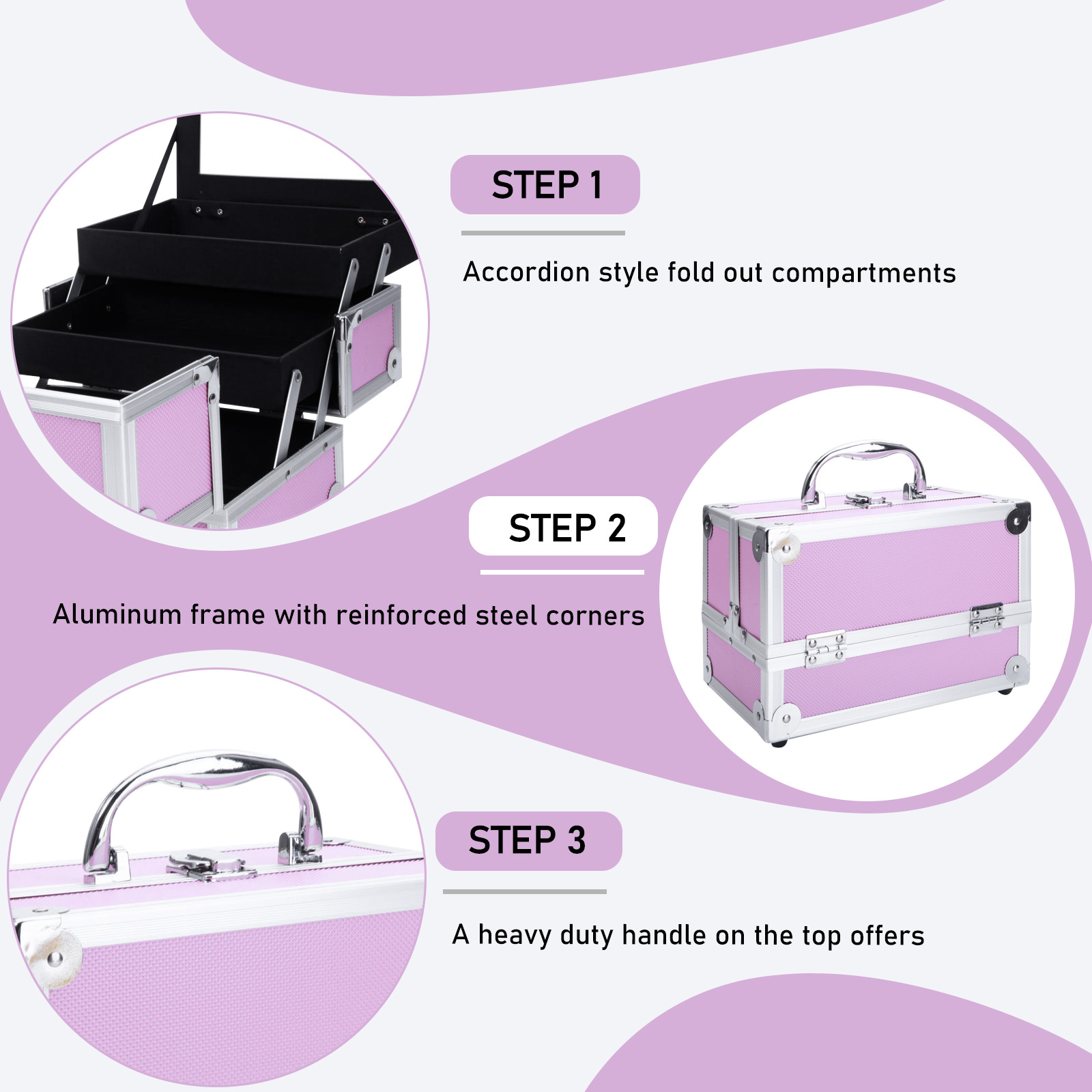 Pink Aluminum Alloy Makeup Cas - Travel Z recensie en prijs