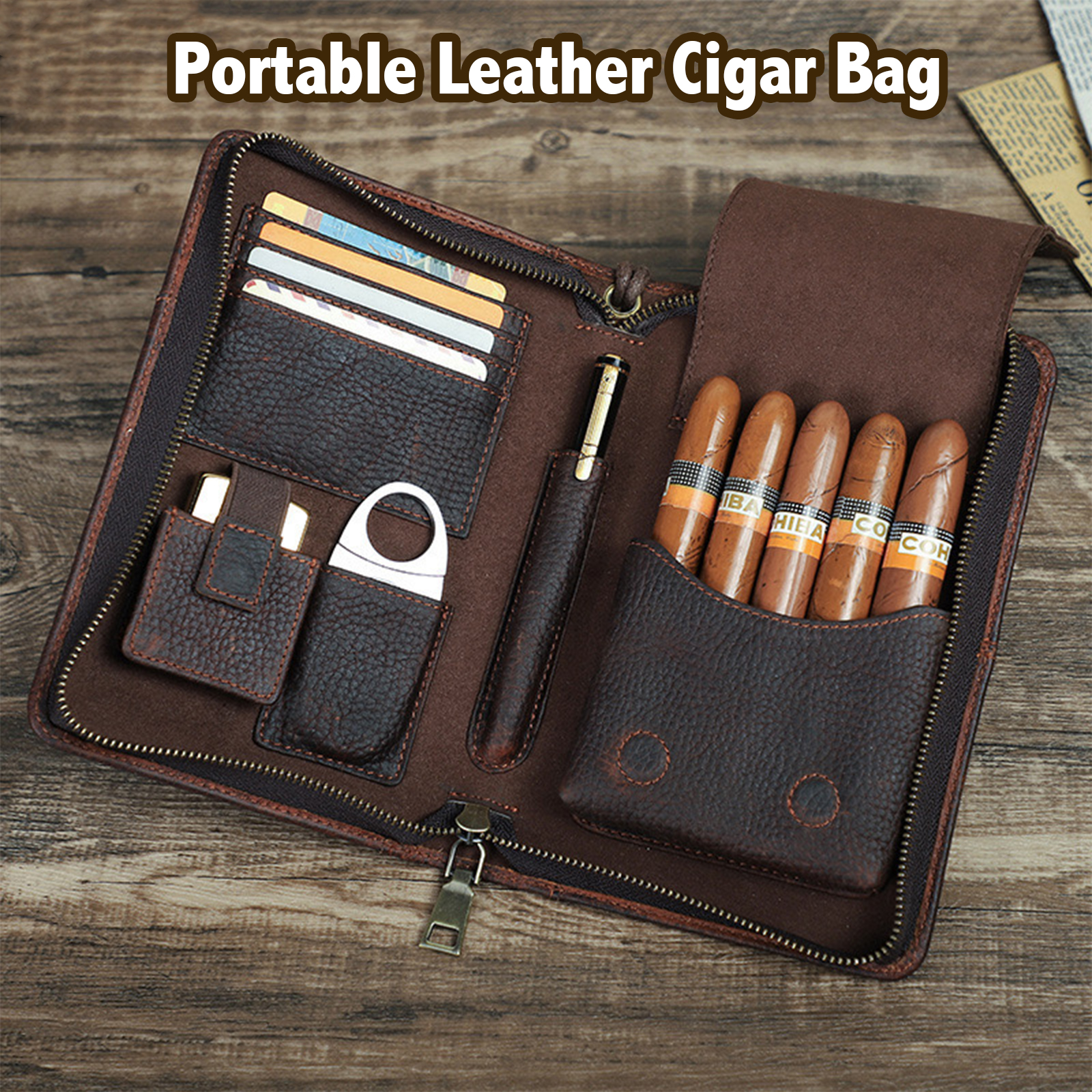 1pc,Leather cigar storage bag, - Travel Accessories In Store recensie en prijs
