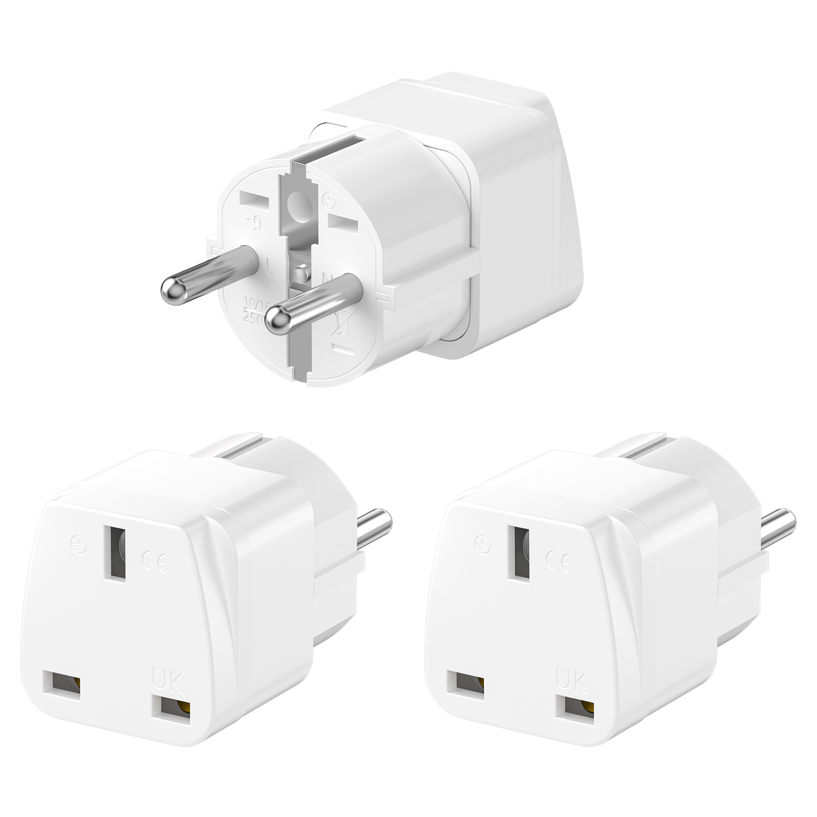 3PCS UK to EU Plug Adapter Eur - Travel Accessories Europe recensie en prijs