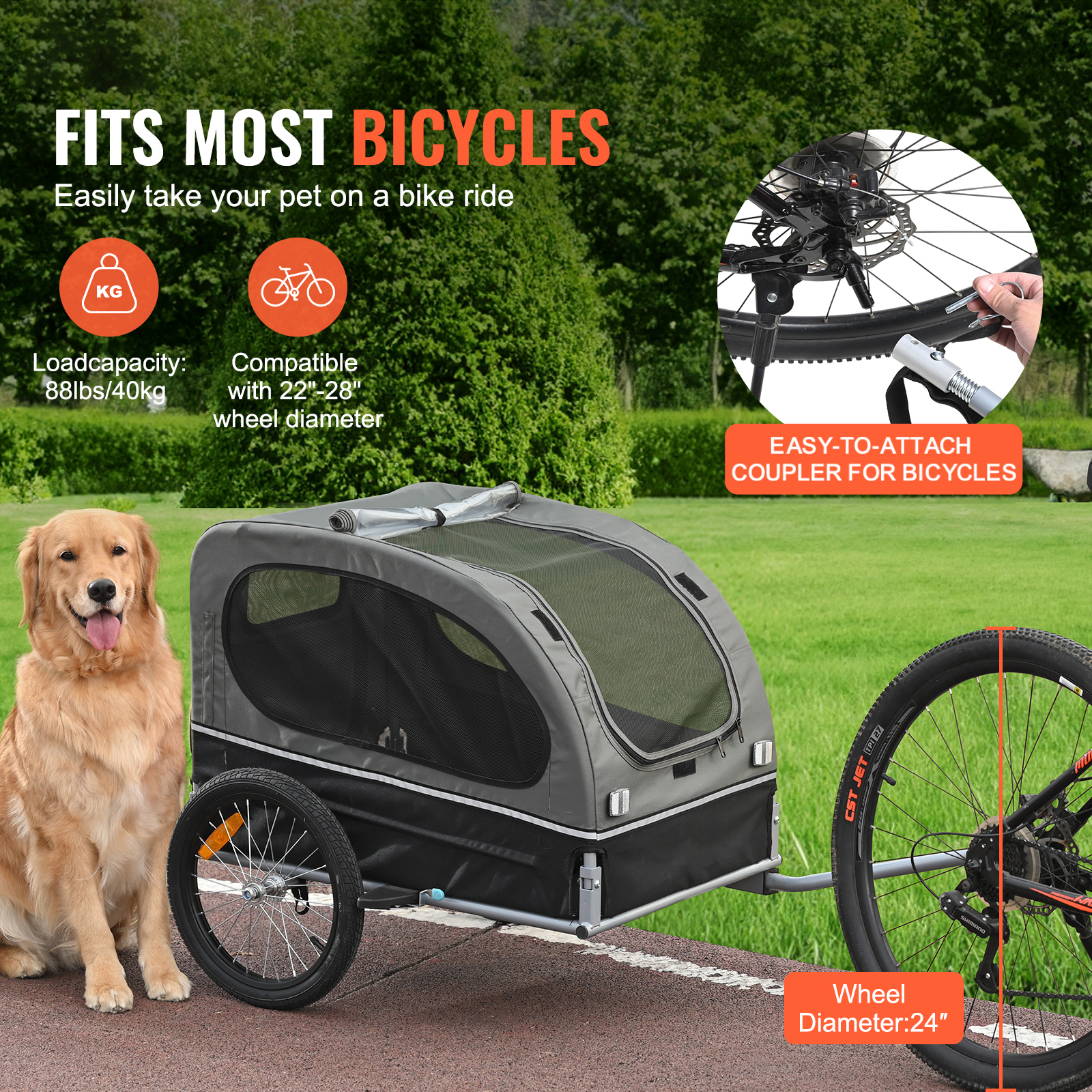 SucceBuy 88lbs Dog Bike Traile - Travel Accessories In Store recensie en prijs