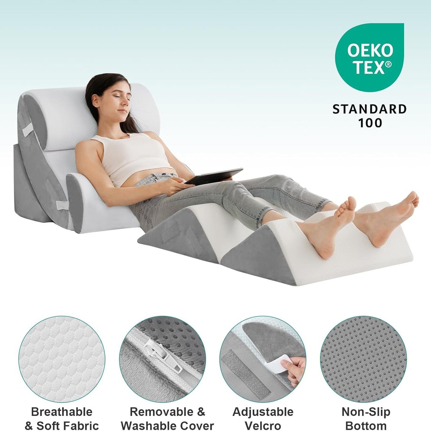 Adjustable Bed Wedge, 6-Piece  - Neck Pillow Memory Foam recensie en prijs