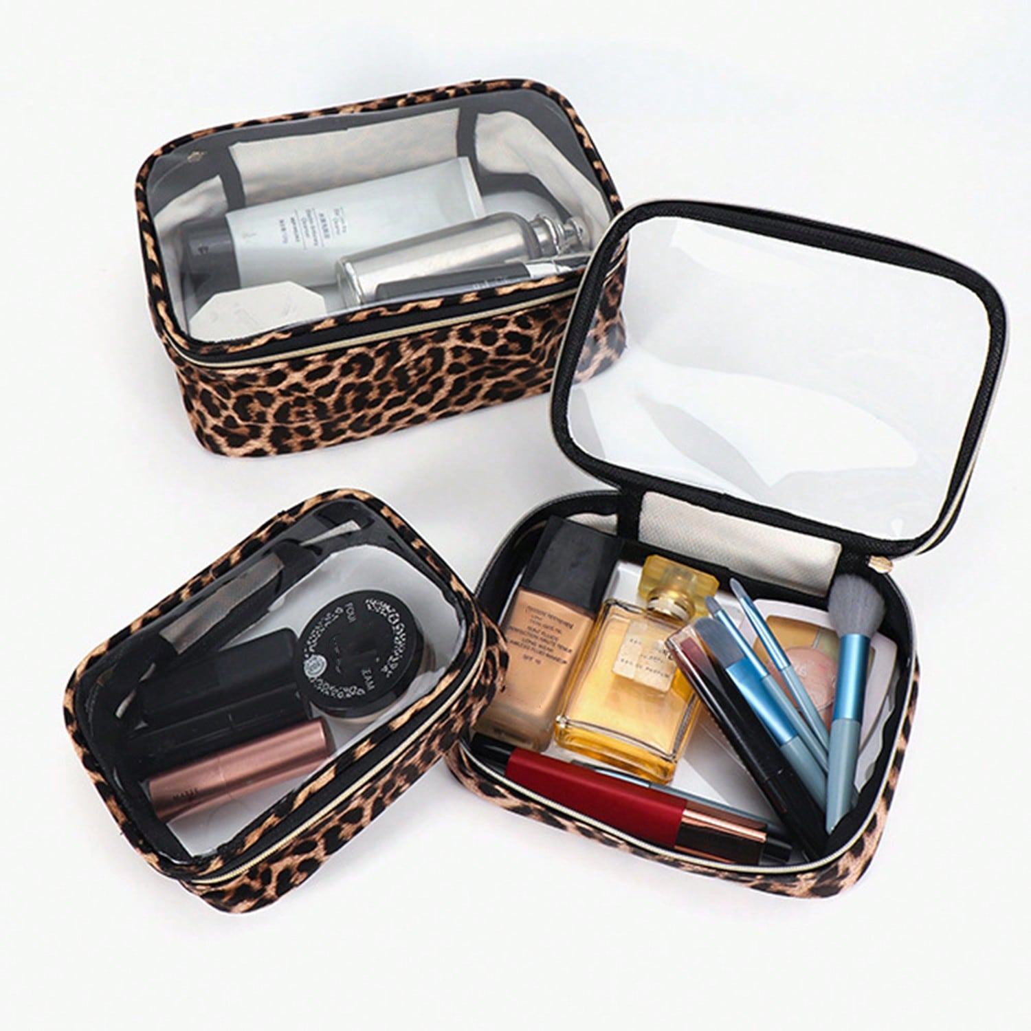 1pc/3pcs Leopard Print Transpa - Toiletry Bag Tsa recensie en prijs