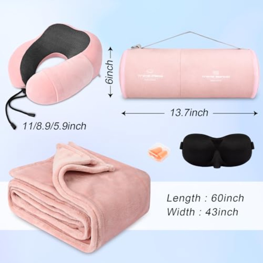 Travel Pillow and Blanket Set  - Neck Pillow Memory Foam recensie en prijs