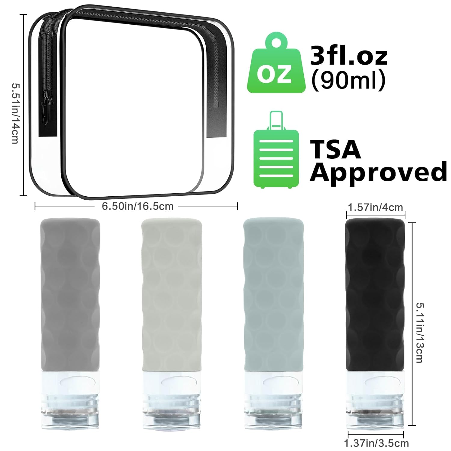 4 Pack TSA Approved 3oz Travel - Toiletry Bag Tsa recensie en prijs