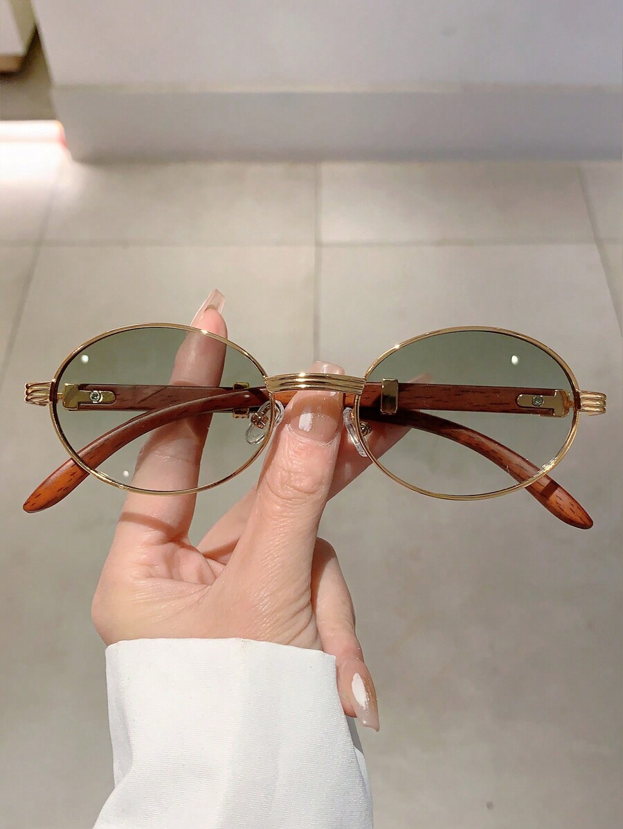 Retro Oval Frame Wood Grain Te - Travel Accessories Unisex recensie en prijs