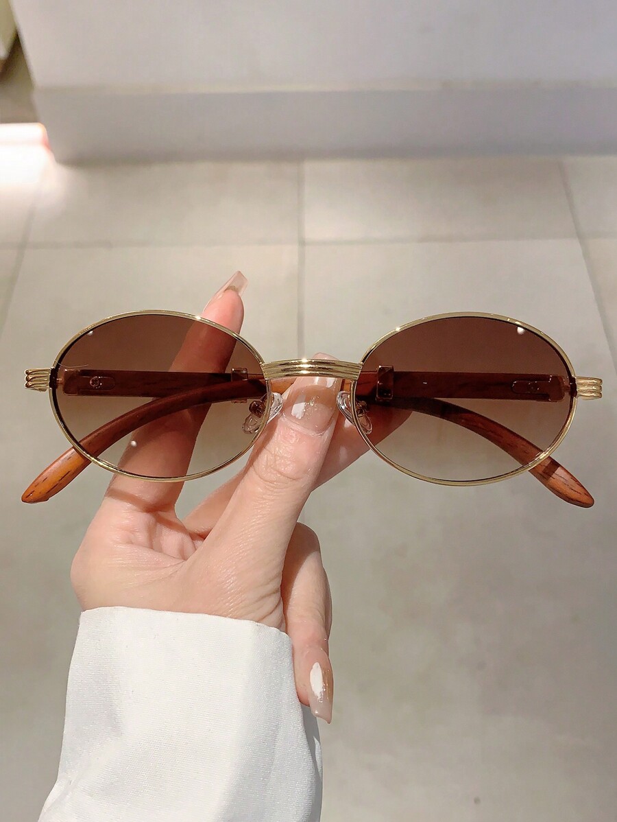 Retro Oval Frame Wood Grain Te - Travel Accessories Unisex recensie en prijs